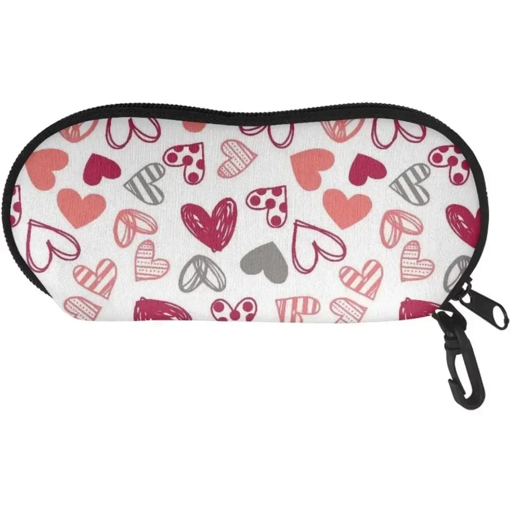 

Valentine's Day Glasses Case Pouch Heart Prints Zipper Eyewear Storage Box Outdoor Travel Portable Anti-Pressure Sunglasses Bag