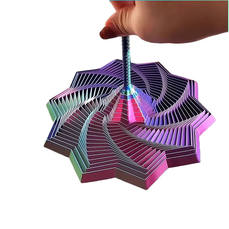 3D Printed Expanded Sensory Fidget Star,Easy-Grip Handles, Whirling Spiral Hexagon Spinner for Stress