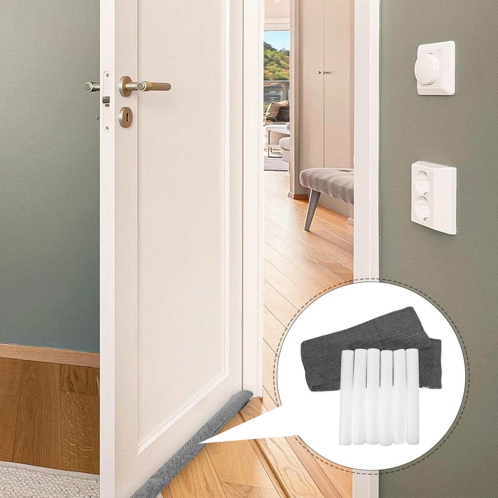 Door Draft Stopper Oxford Cloth Noise Blocker Windproof Soundproof Seal Strip for Bedroom Home 1 Set