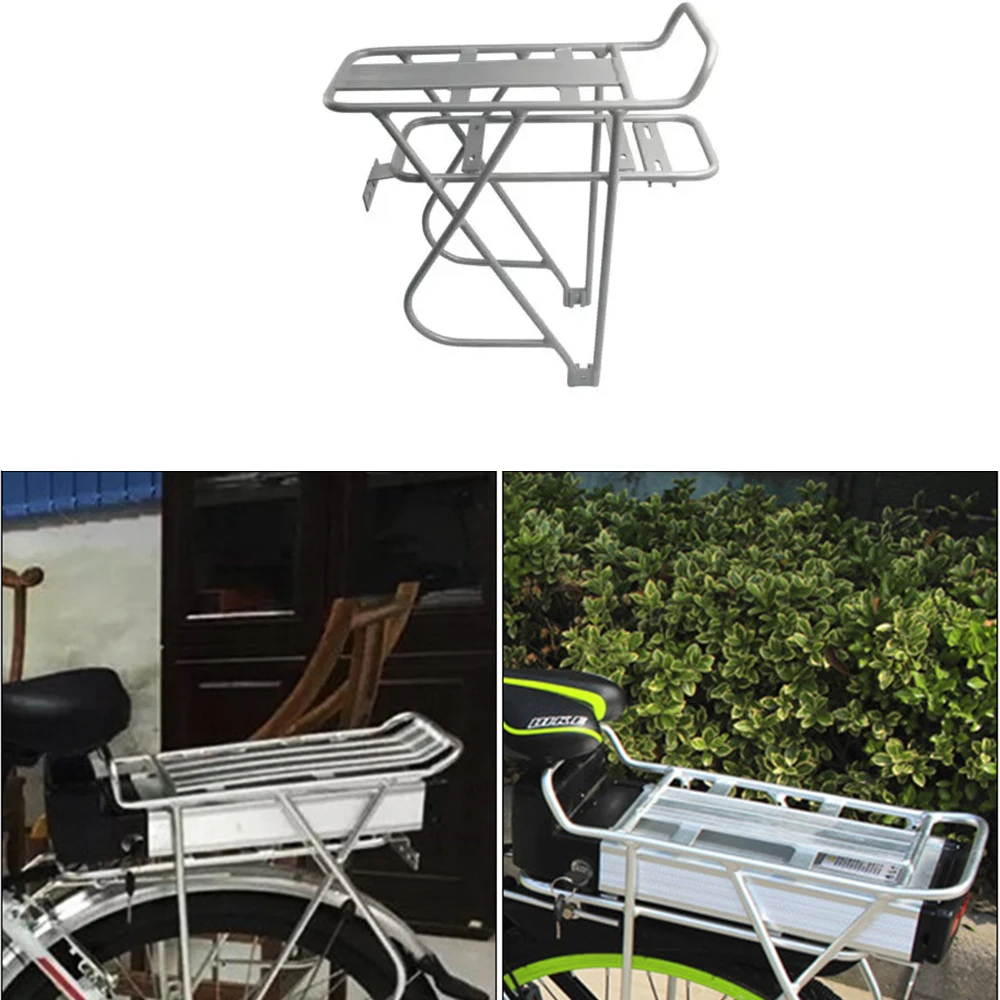 Bicycle Racks eBike Luggage Rack with Double Layer Adjustable Bicycle Battery Rear Carrier Heavy Duty Bike Hanger