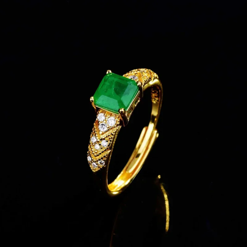 

18K gold ring for women Natural 2 carat emerald with diamond jewelry anillos de bizuteria anillos Mujer gemstone rings box gift