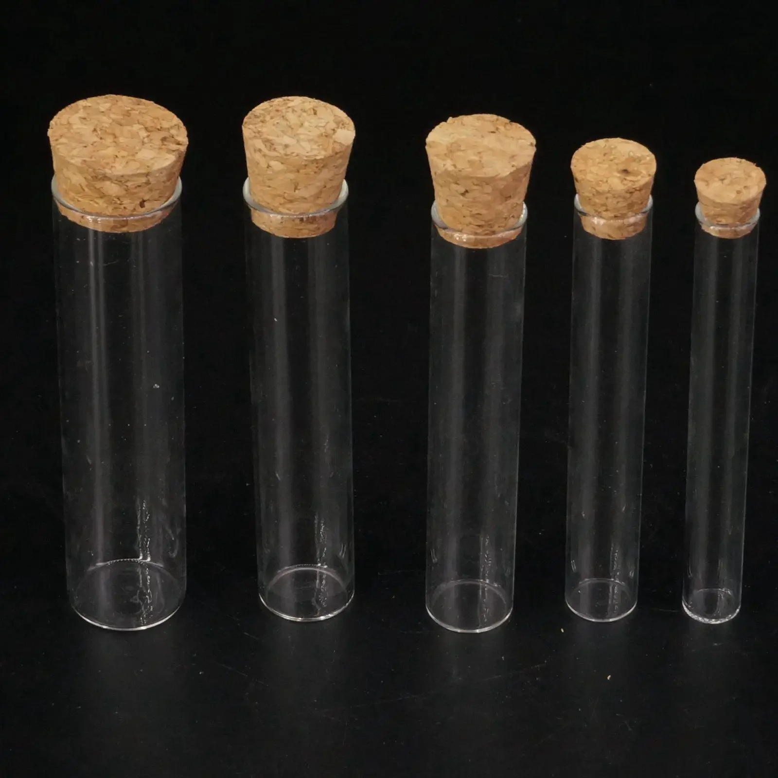 LOT5 O/D 12mm 15MM 18MM 20MM 25MM 30MM 35MM 40mm Length 100mm Lab Glass Test Tube Flat Bottom With Wood Stopper Thermostability