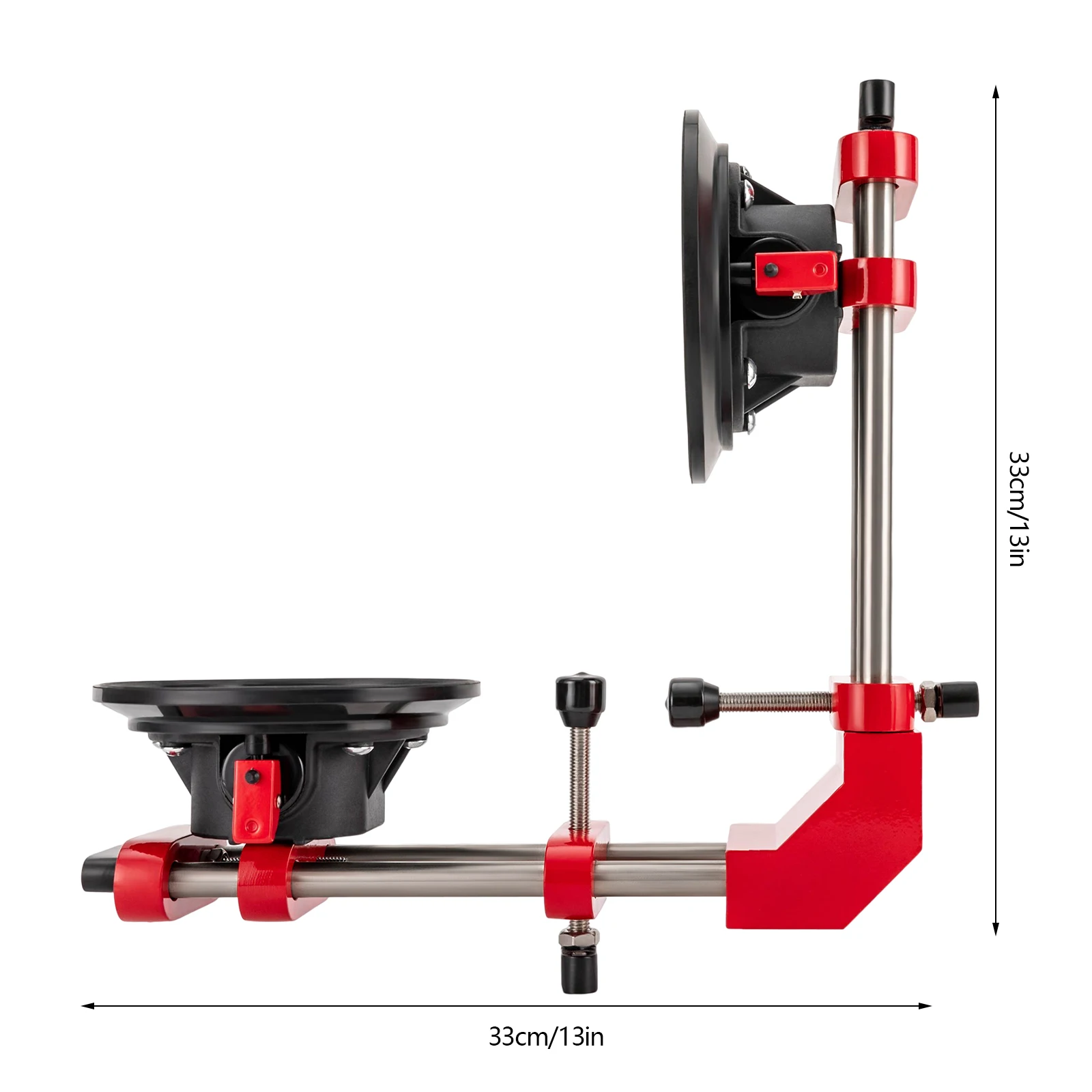 Suction Cups for Glass, Right-Angle Seam Setter with Adjustable Knobs, 6.5-Inch Rubber Cups