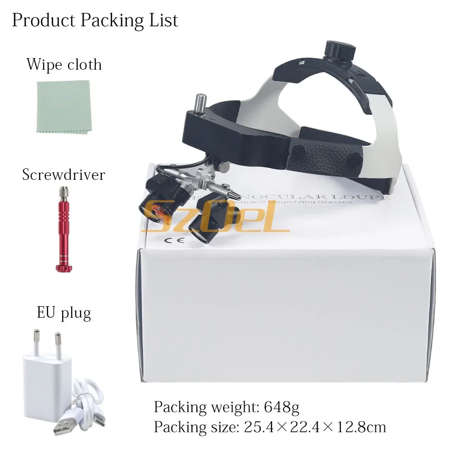 New Ergo Loupe Head mounted Dental Magnifier 48 ° Angle Zoom Magnifier 5W LED Spotlight Oral Surgery Special Tool