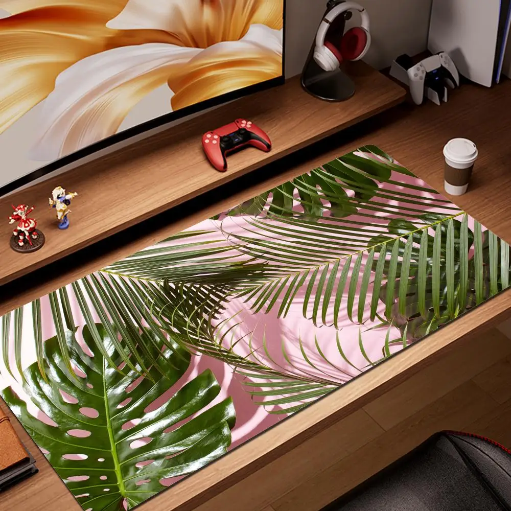 

Tropical Plant Leaves Mousepad Large Gaming Mouse Pad LockEdge Thickened Computer Keyboard Table Desk Mat