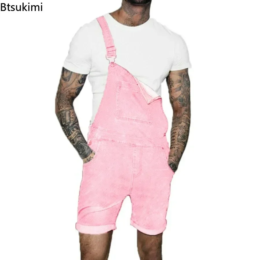 2024 Mode Overall für Männer Multi-Pocket Baggy Denim Strap Shorts Trend Streetwear lose lässige einteilige Overalls Mann Stram pler