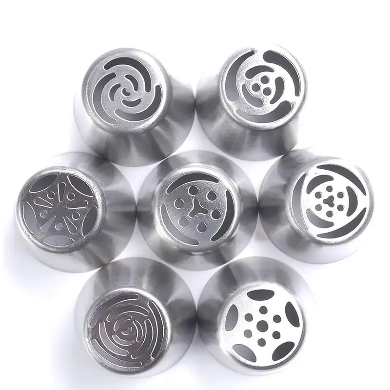 7pcs/lot Stainless Steel Russian Tulip Icing Piping Nozzle Cake Decoration Cream Tips DIY Cake Bakeware Tool Rose Flower