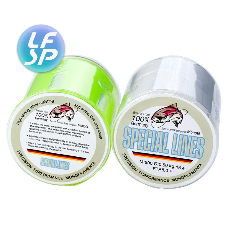 

500m Super Strong Fishing Line Germany Monofilament Nylon Fishing Line 1.0#-7.0# lucency white fluorescent lightHook