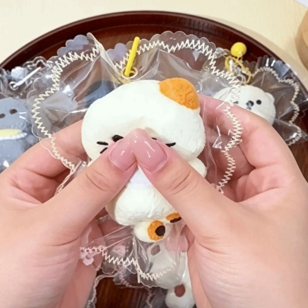 Soft Mochi Kitty Squishy Keychain Squishy Pendant Edge-Stitching Style Cat Squeeze Keychain Mini Cute Food-Grade Silicone
