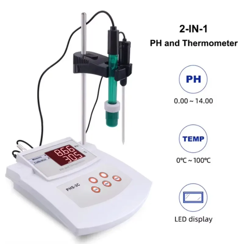 PHS-3C 2 in 1 pH Tester Water Quality Analyzer Desktop Automatic Calibration Acidity Meter Laboratory Skin Aquarium Pool