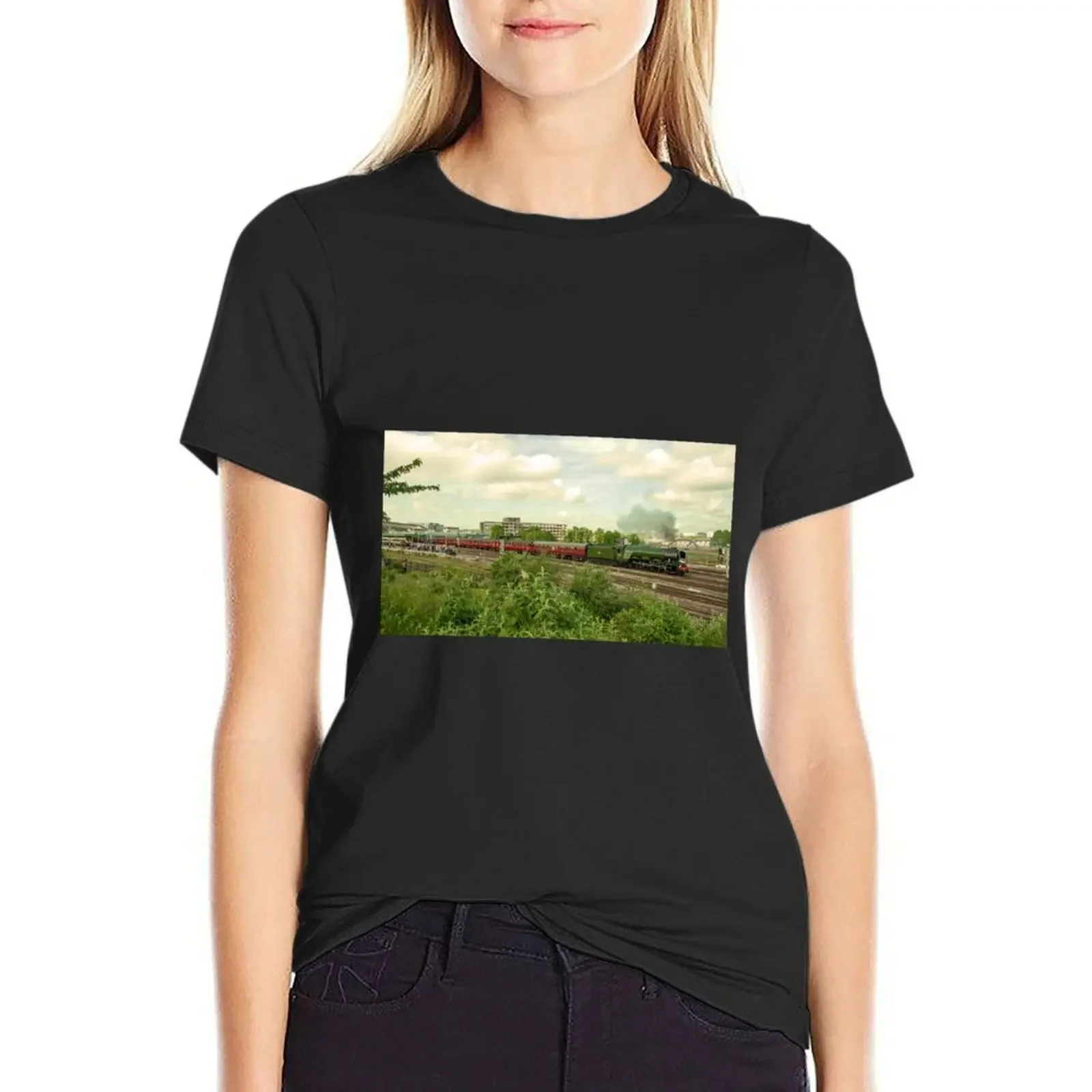 Flying Scotsman at Bristol Temple Meads T-Shirt vintage clothes anime clothes animal print shirt for girls Womens clothing