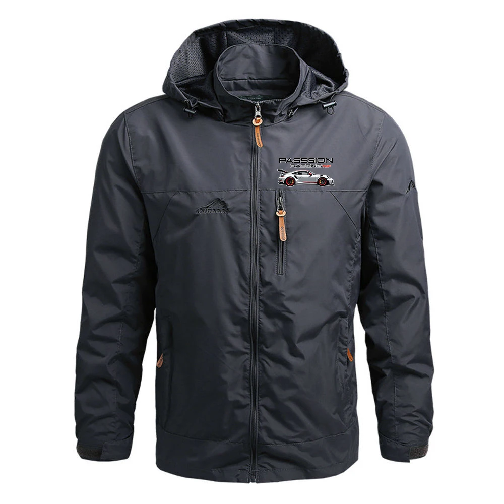 Top-level Racing Element Pattern 2026 New Men's Zip-Up Jacket – Windproof Casual Coat Stylish Spring and Autumn Hoodies