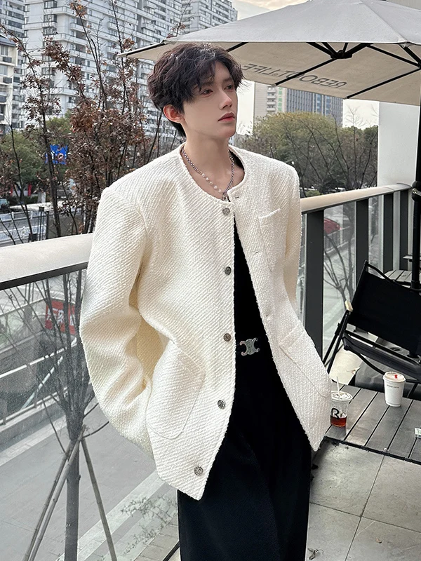 

Мужская белая куртка TANGZ Studio с подплечниками, короткая, в корейском стиле, модная верхняя одежда из легкого полиэстера