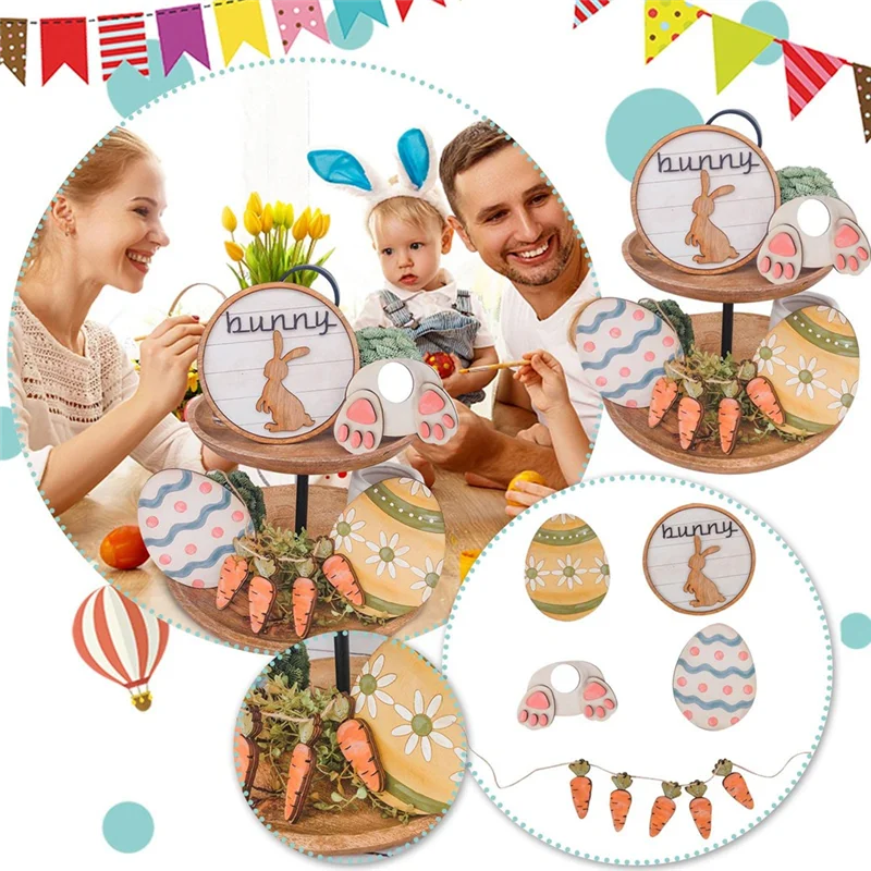 A59E-1 Buah Karangan Bunga Halloween Spanduk Paskah Karangan Bunga Kelinci Liontin Karangan Bunga Manik-manik Wortel