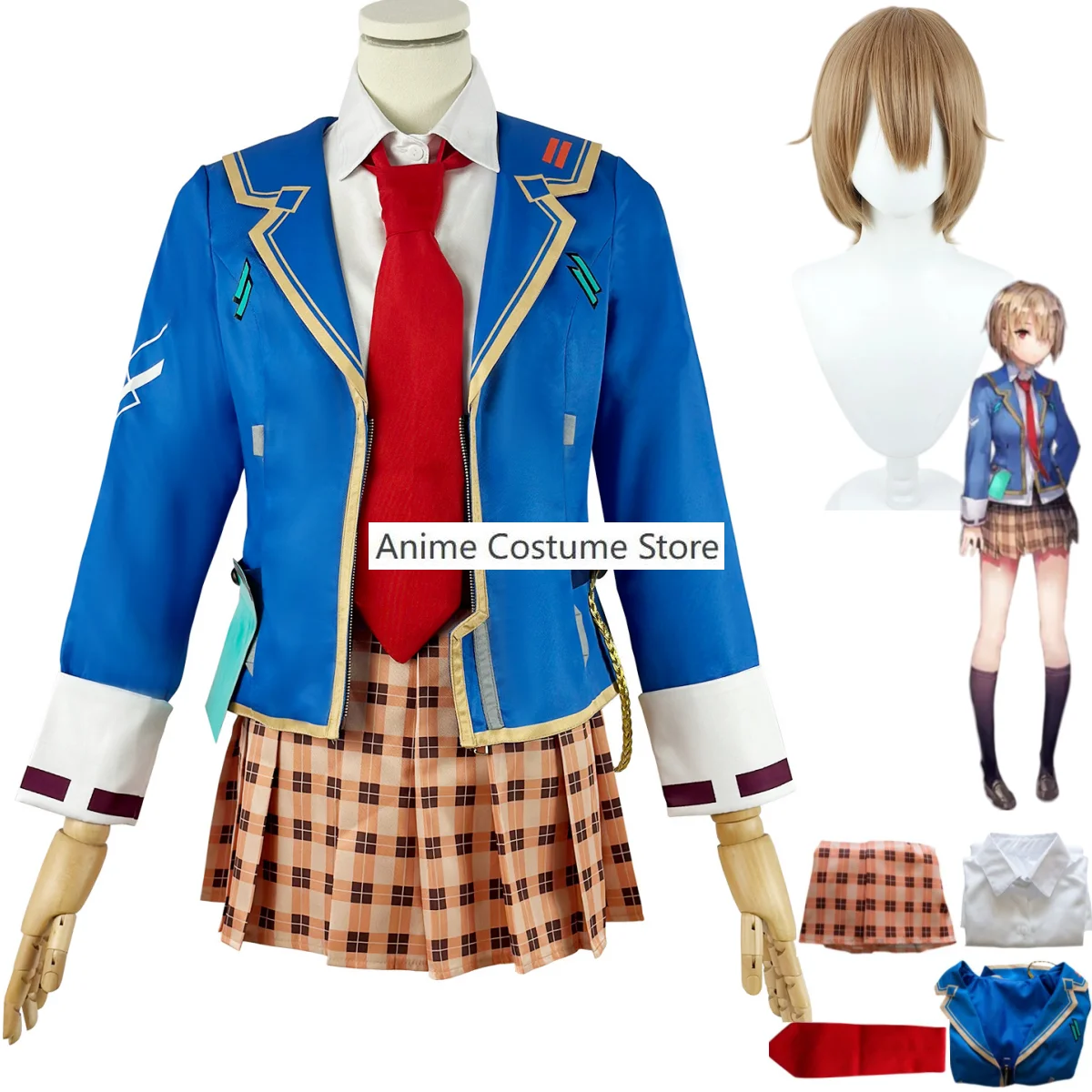 Anime Game Heaven Burns Red Kayamori Ruka Cosplay Costume Wig Japanese JK School Uniforms Skirt Coat Woman Lovely Campus Suit