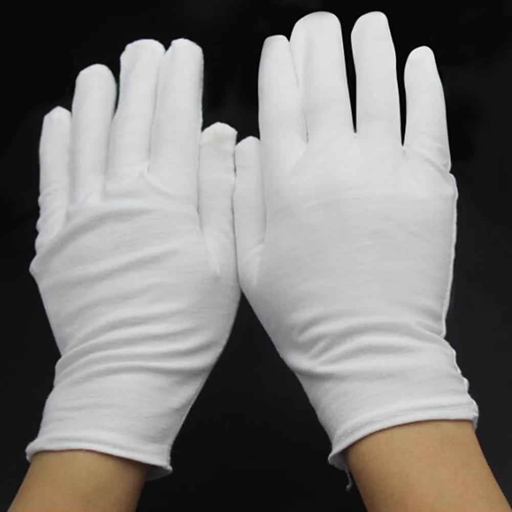 Men Women Full Finger Etiquette White Cotton Gloves Waiters/Drivers/Jewelry/Workers Mittens Sweat Absorption Gloves