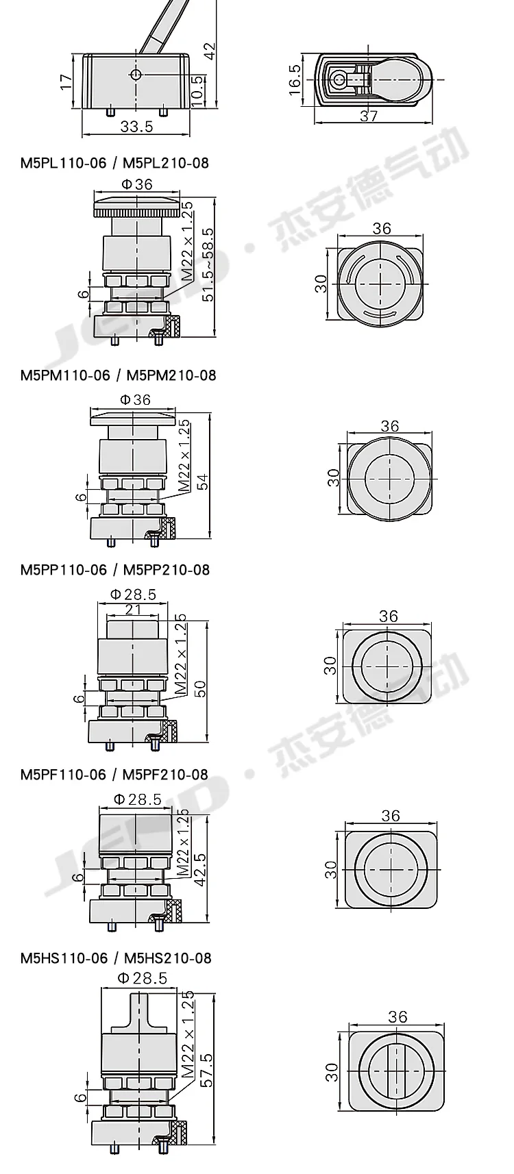 Mechanisches Ventil M5B110-06 M5CM5D M5R M5L M5Y M5PP Pneumatischer Manueller Schalter M5PF210-08 – Detail 8