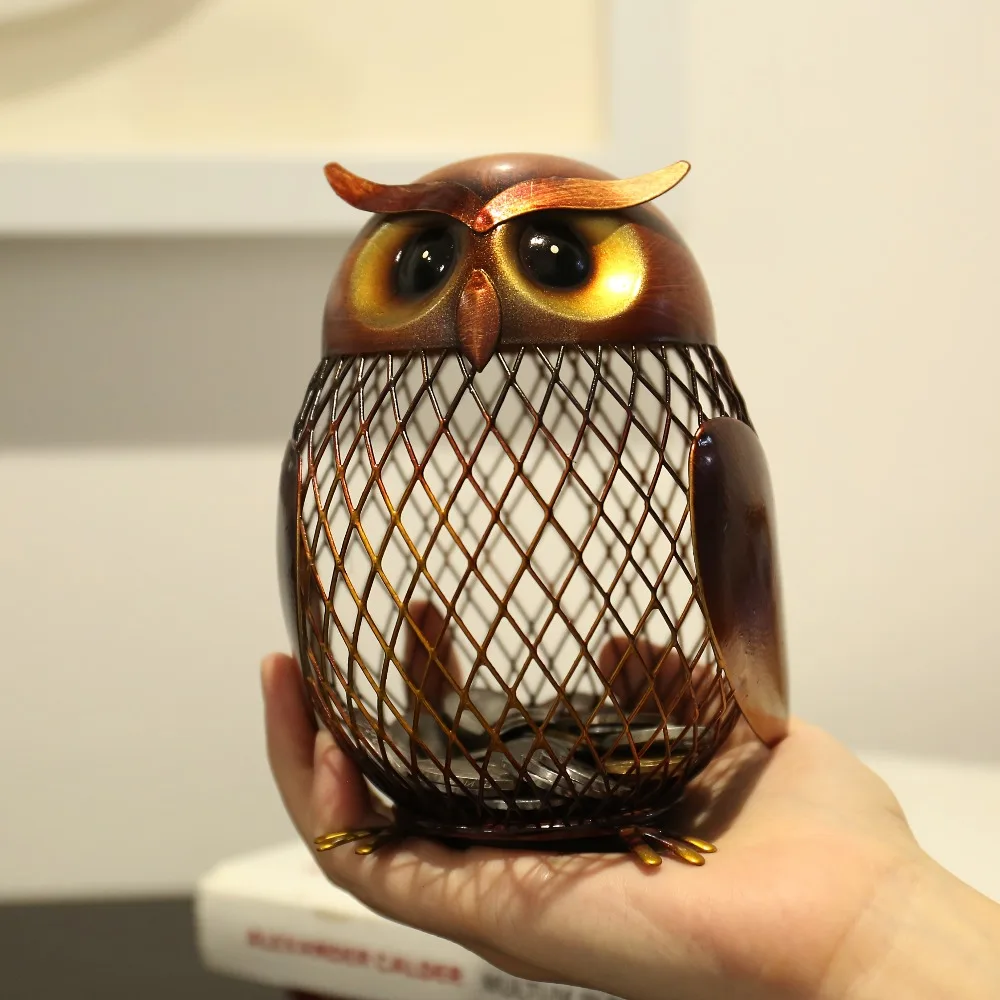 

Owl Shaped Money Box Rust Proof Handmade Metal Piggy Bank Home Decor Birthday Gift Christmas Gift Back To School Safe for Money
