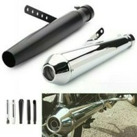 Motorcycle Exhaust Muffler Pipe Tip Retro Vintage Rear Pipe Tube Exhause Silencer for Suzuki/Bobbers Cafe Racer Universal 17''