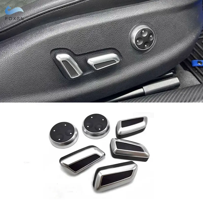 6pcs Car Interior Seat Switch Adjustment Button Trim Cover For Audi A3 A4 A5 A6 A7 Q3 Q5 For VW Tigauan CC ABS Plastic Silver