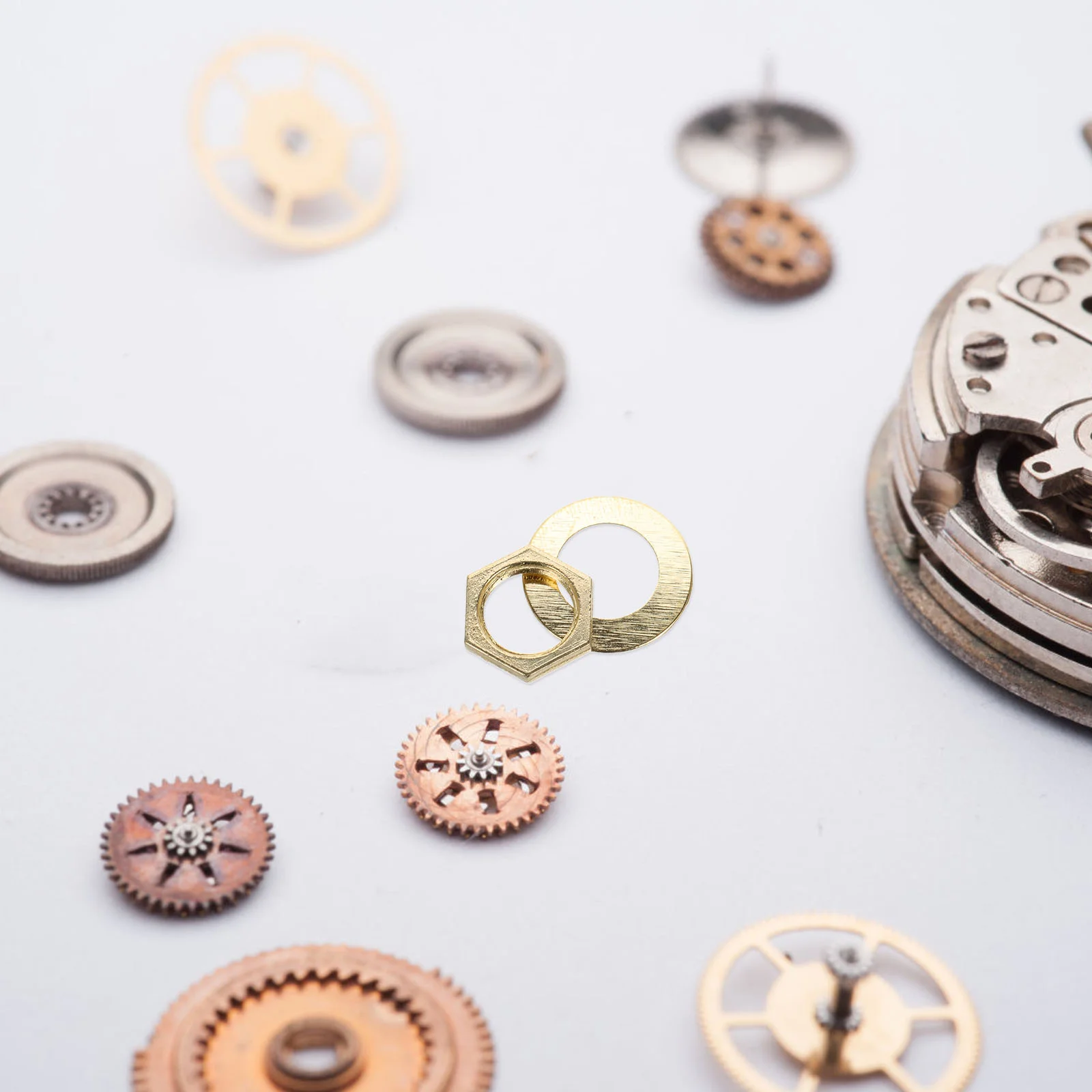 

12pcs Clock Accessories Set Wall Clock Quartz Mechanism Replacement Parts Washers Nuts Gasket Golden Metal Repair Kit