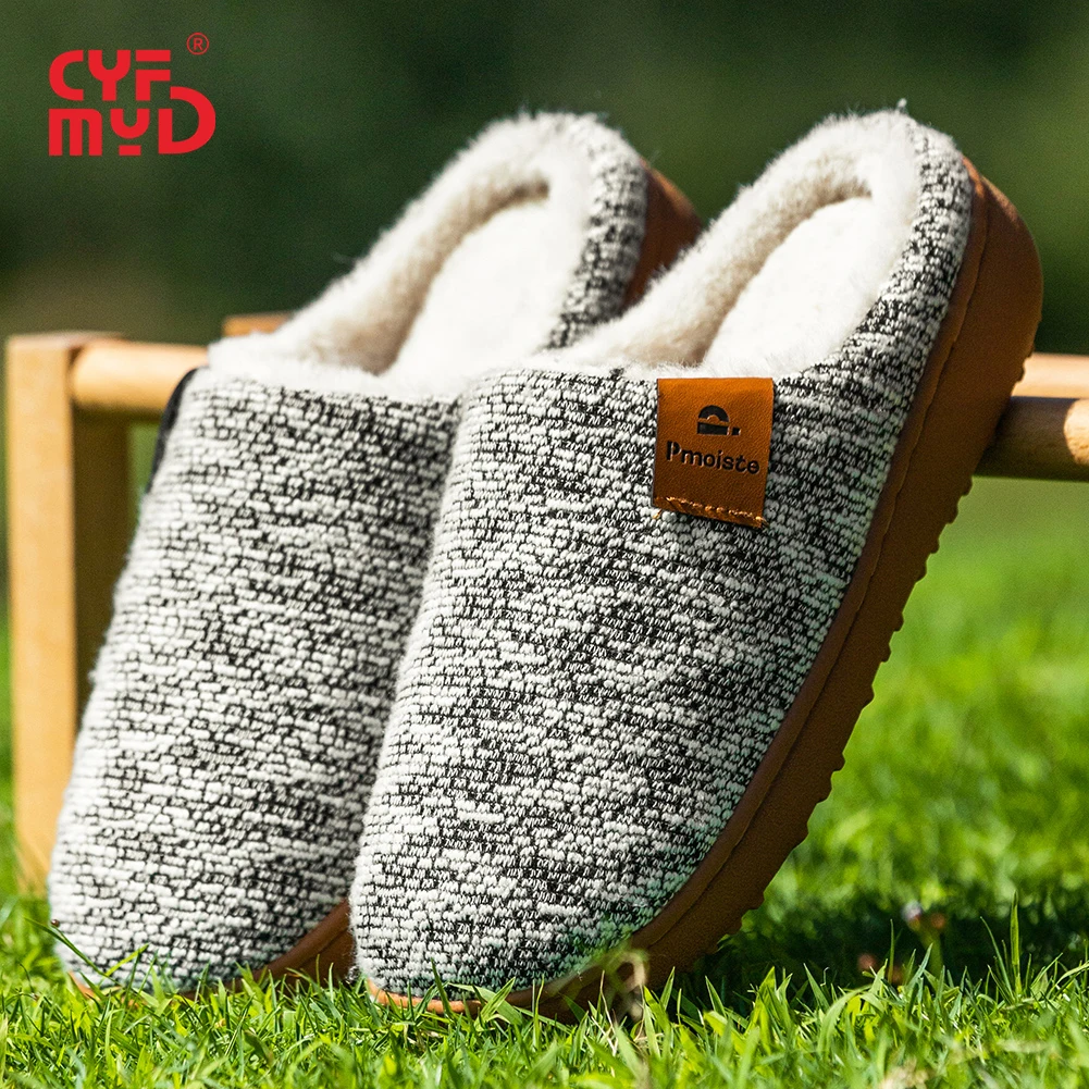 

Knitted Platform Slippers Women Wedge TPR Non Slip Sole Warm Memory Foam Soft Garden Winter Cozy Outdoor Shoes