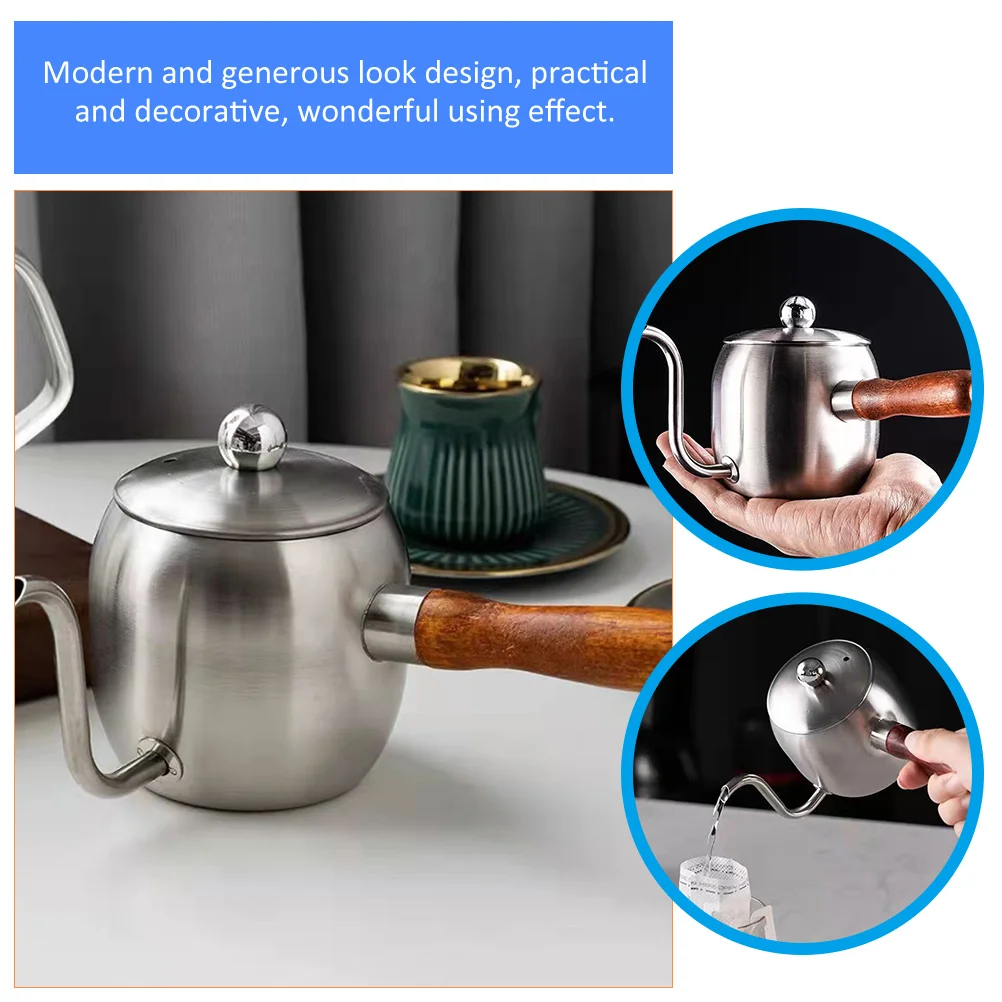 

Mini Handheld Coffee Kettle Enamel Vintage Silver Stainless Steel Gooseneck for Office Home Camping Gift Rust