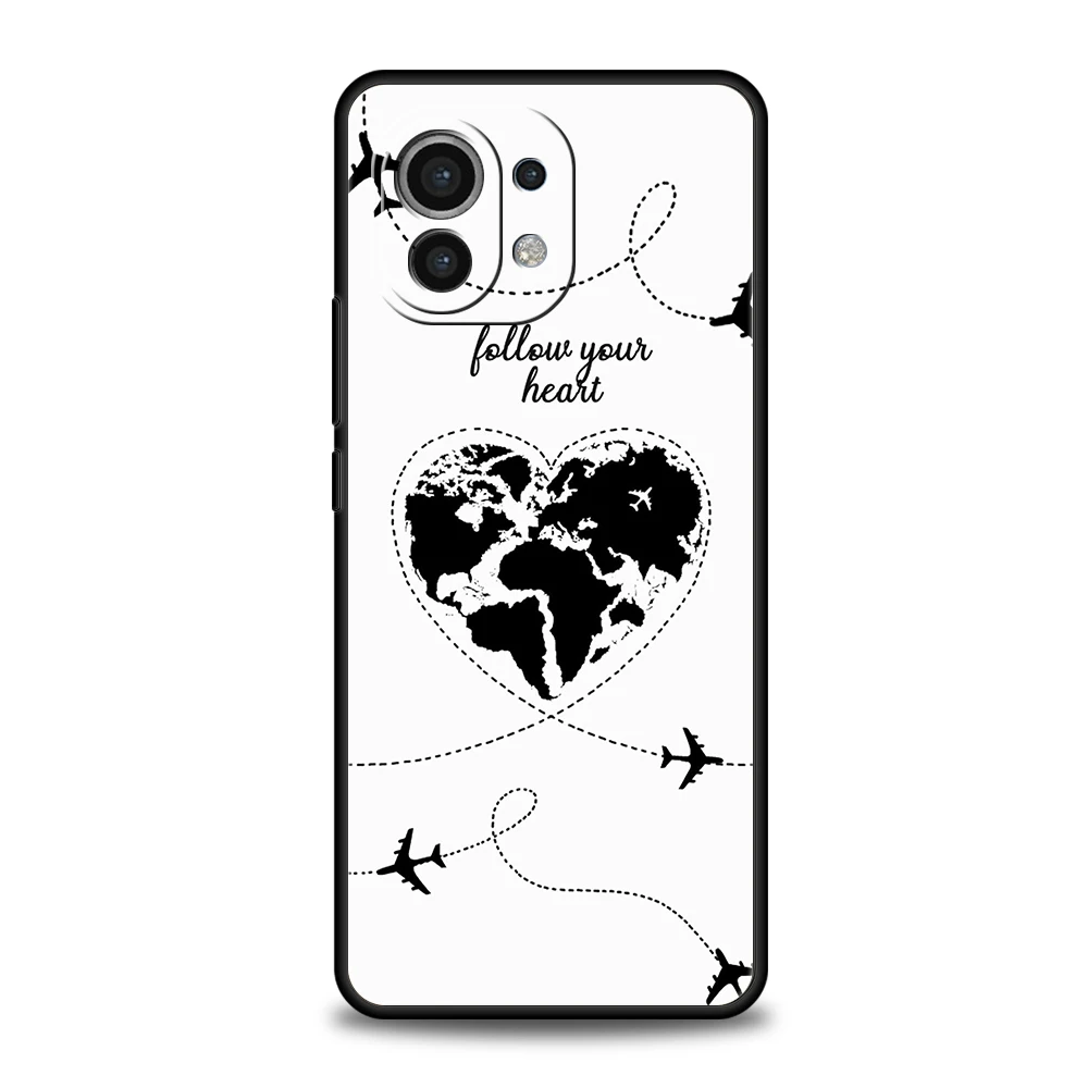 Travel-Inspired Airplane Route Phone Case Cover for Xiaomi Mi 15 14 13 12 11 Ultra 14T 13T 12T 11T 10T Pro Lite 5G Silicone Capa