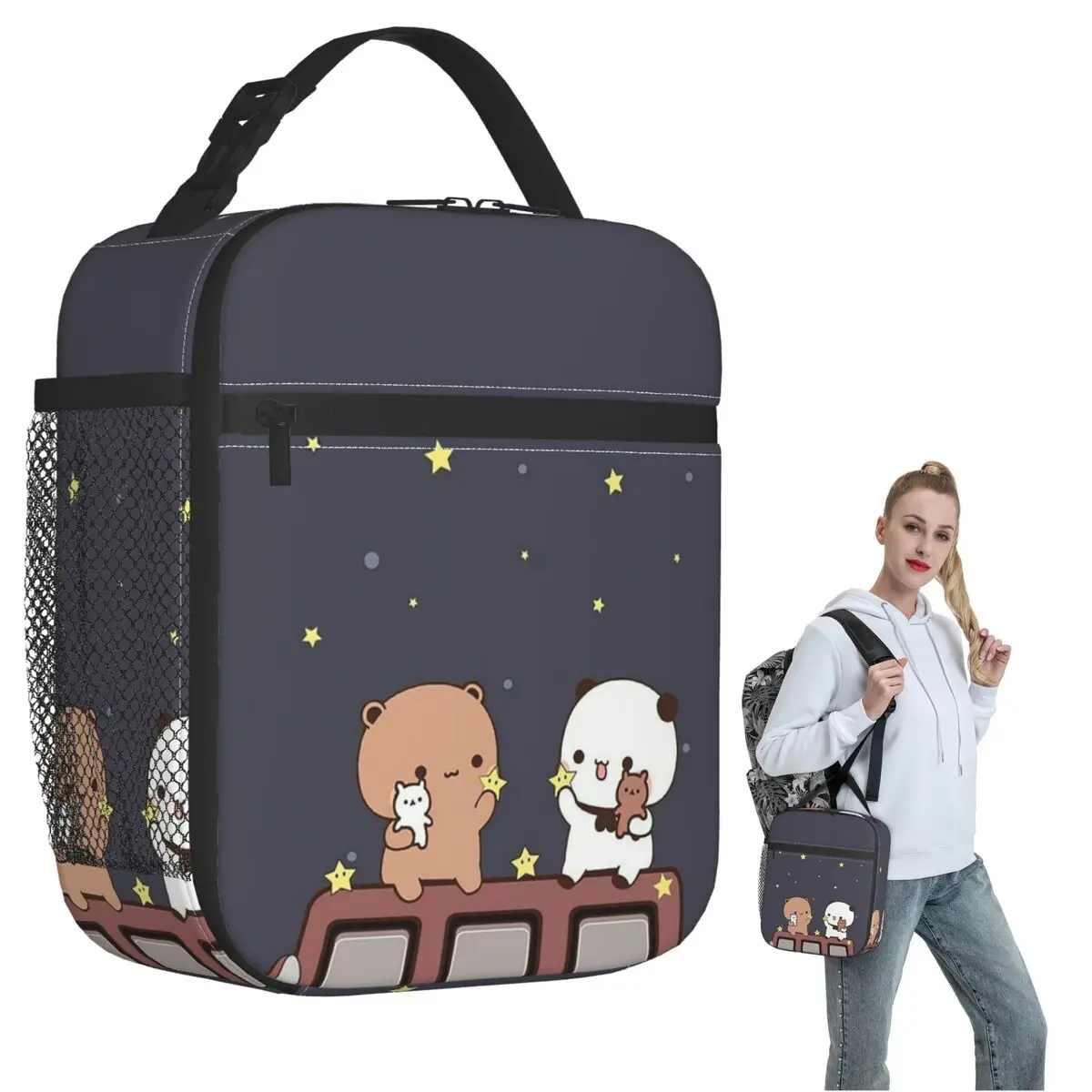 

Peach And Goma Bubu Dudu Balloon Insulated Lunch Bag for Women Children Portable Food Boxes Thermal Lunch Box Tote