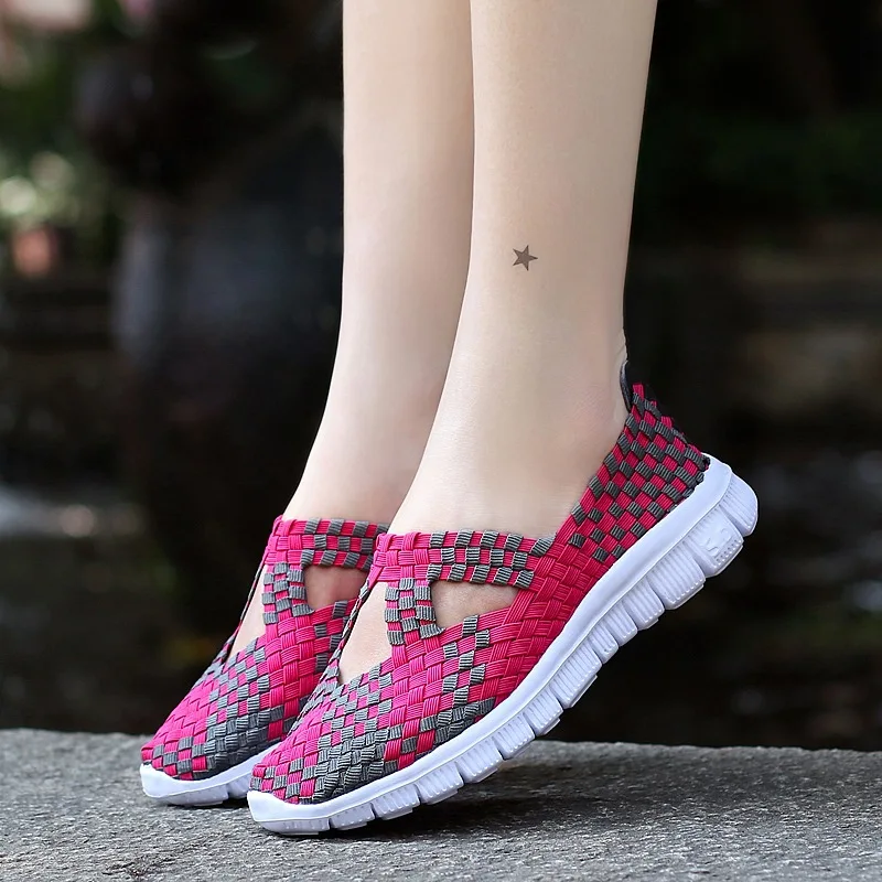 Women Flat Shoes 2023 Fashion Elastic Band Weave Shoe Woman Comfort Flat Shoes Women Casual Loafers Zapatos De Mujer