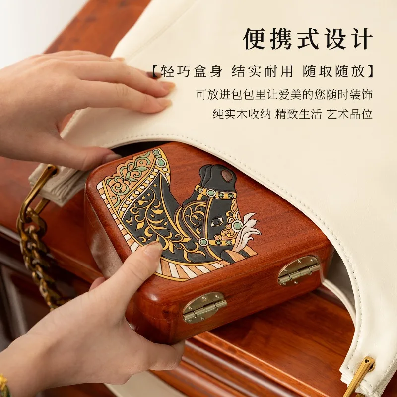 Year of Horse Rosewood Jewelry Box Solid Wood Storage Case Small Portable High End Valentine Gift