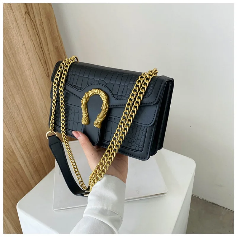 Fashion Printed Chain Shoulder Bag for Women, Trendy Small Square Crossbody, Travel Shopping Gift for Girlfriend