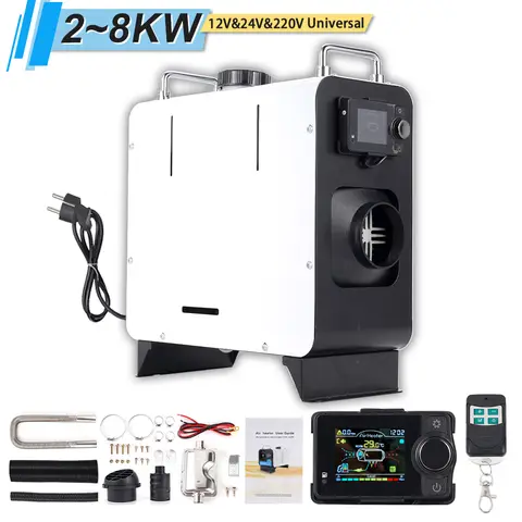 2-8KW Diesel Air Heater LCD Panel and Remote Control Portable Parking Heater Fast Heating Low Noise for Truck RV Trailer