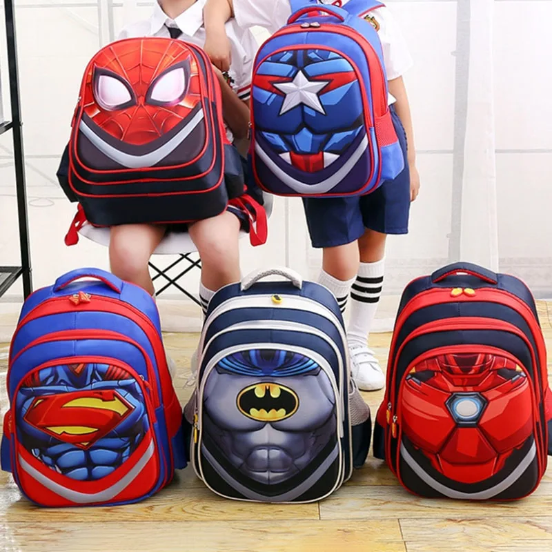 Marvel Avengers Anime Backpack Iron Man America Superman Batman Cartoon Captain Kindergarten School Bag for Boys Schoolbag Gift