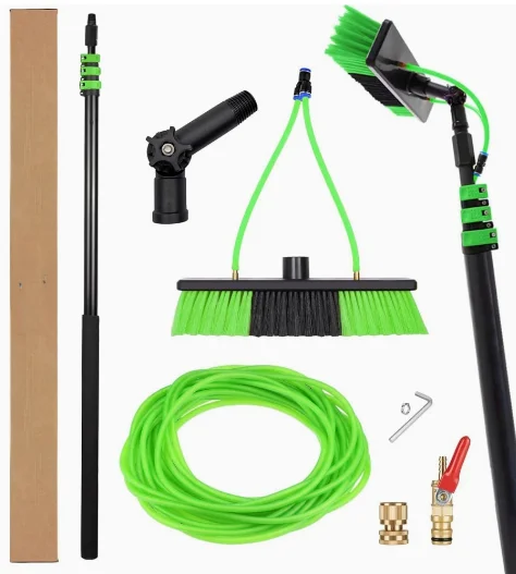 Water Fed Solar Panel Cleaning Brush Kit, Lightweight Carbon Fiber Telescopic Pole, Multifunctional PV Module Cleaning Brush