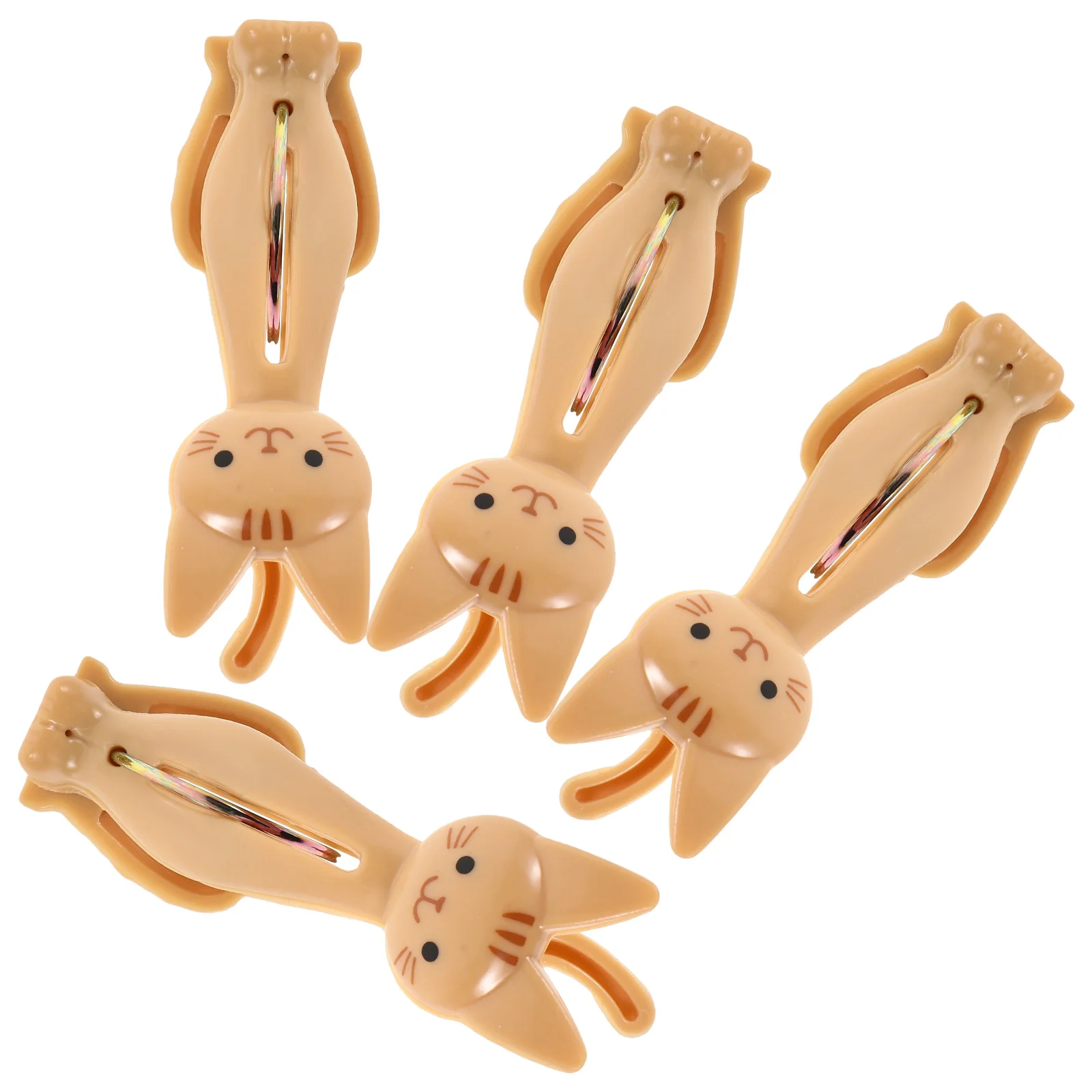 

4pcs Windproof Clips Cute Cartoon Cat Design Sealing Snack Bags Chip Holder Plastic Heavy Duty Clothespins Multifunctional