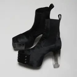 2024ss High Heel Street Kiss Boots Exclusive Customized Horse Hair Crystal High heels Boots