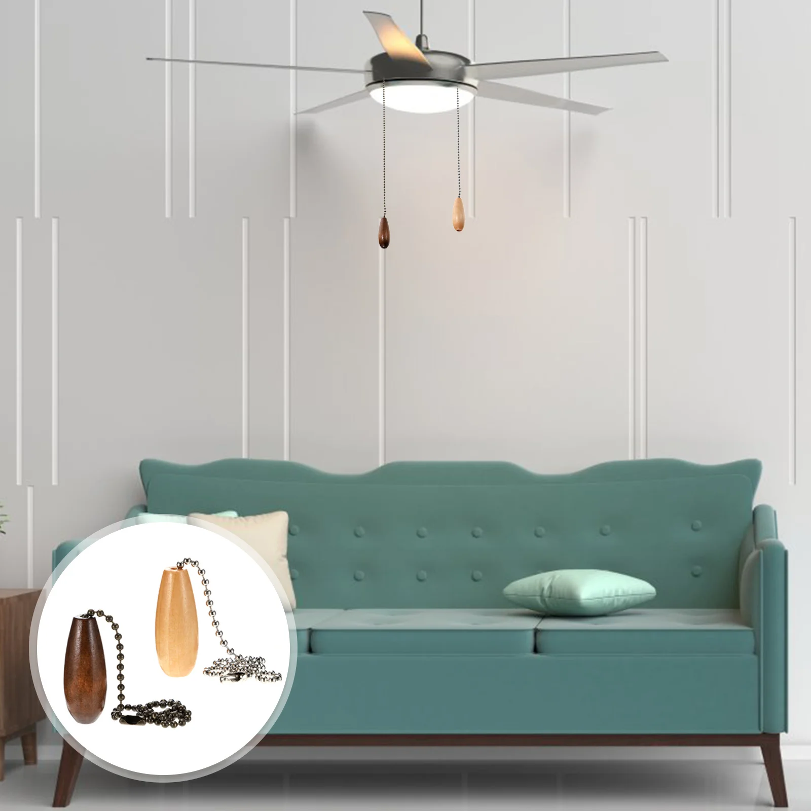 

4 pcs Metal Pull Chain Extender Pendant Vintage Chain Replacement Durable Copper Iron Bathroom Bedroom Kitchen Living