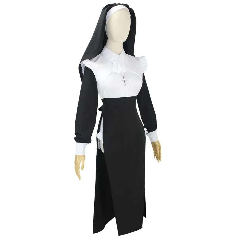 Sky05 Anime Sexy monjas diseño Original Cosplay Chowbie uniforme negro vestido Sexy disfraces de Halloween de gran tamaño para mujeres 99Ji *