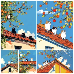 Painting by Number Kit Hand Cat On The Wall Landscape DIY Acrylic Painting Acrylic Artwork Art Gift Home Decoration