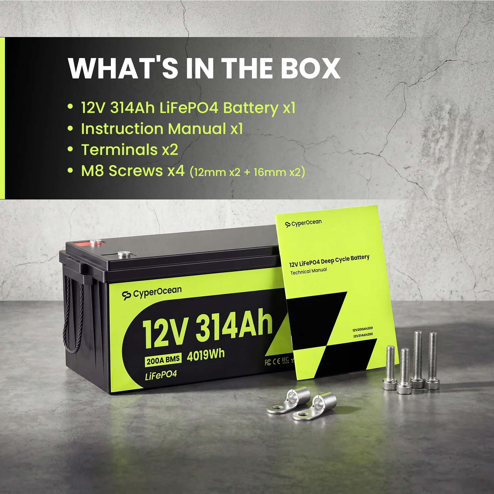 314Ah LiFePO4-Batterie 12V 4019Wh mit Niedertemperatur-200A-BMS-Schutz, tragbare Lithium-Eisenphosphat-Batterie, 15000+ Zyklen für Wohnmobil/Solar/Wohnwagen/Zuhause/Camping/Bootsanwendungen,