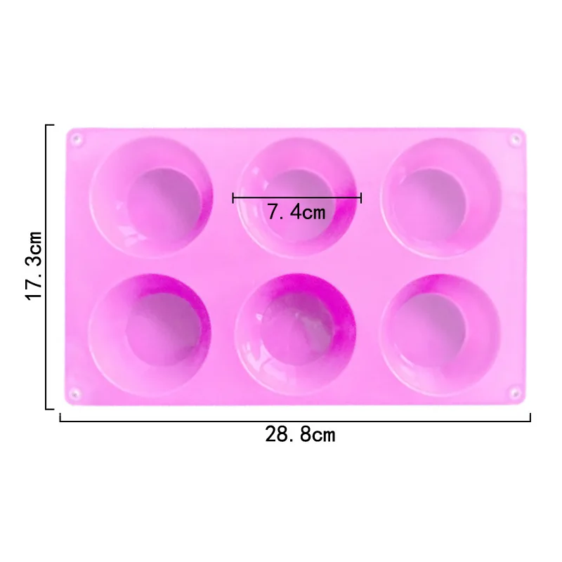 قالب كيك سيليكون مكون من 6 قطع، قالب كيك كوب مستدير لكوب المافن، قالب صابون بارد مصنوع يدويًا للخبز