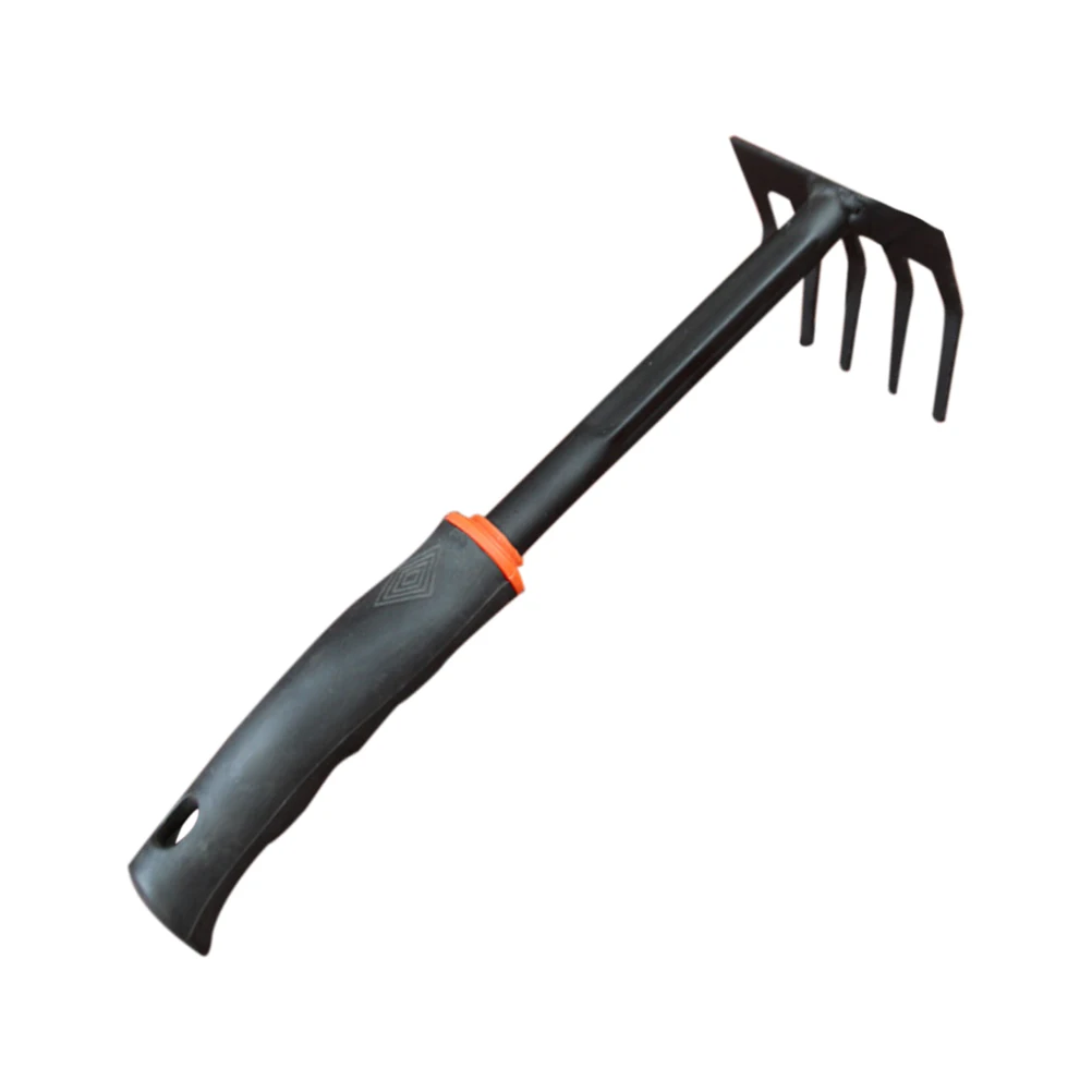 

Five Tooth Steel Rake Durable Small Garden Tool Cultivator Weed Long Fork Comfort Handle Firm Grip Tough Soil Aerator Gardening