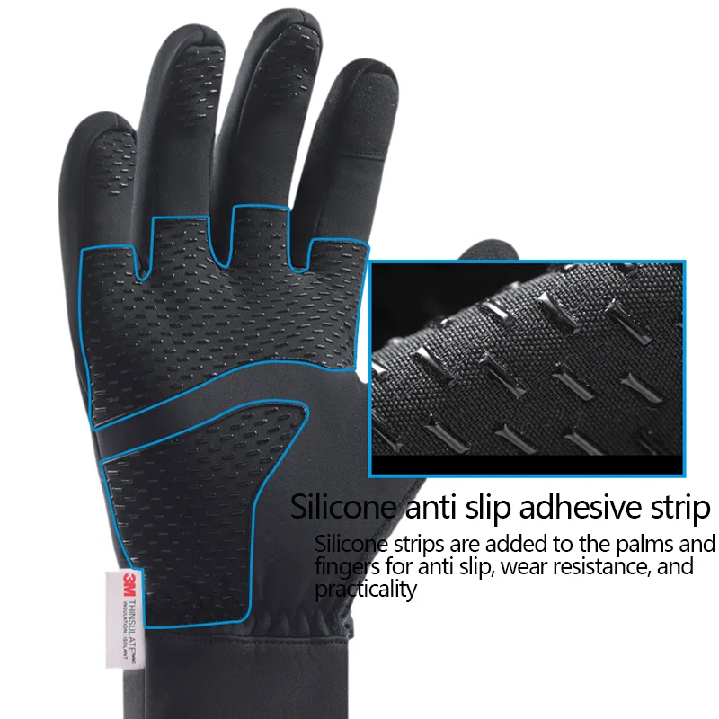 Winter Cycling Skiing Gloves Warm Outdoor Sports Non-slip Men\'s Gloves Camping Windproof Touch Screen Hiking Waterproof Gloves