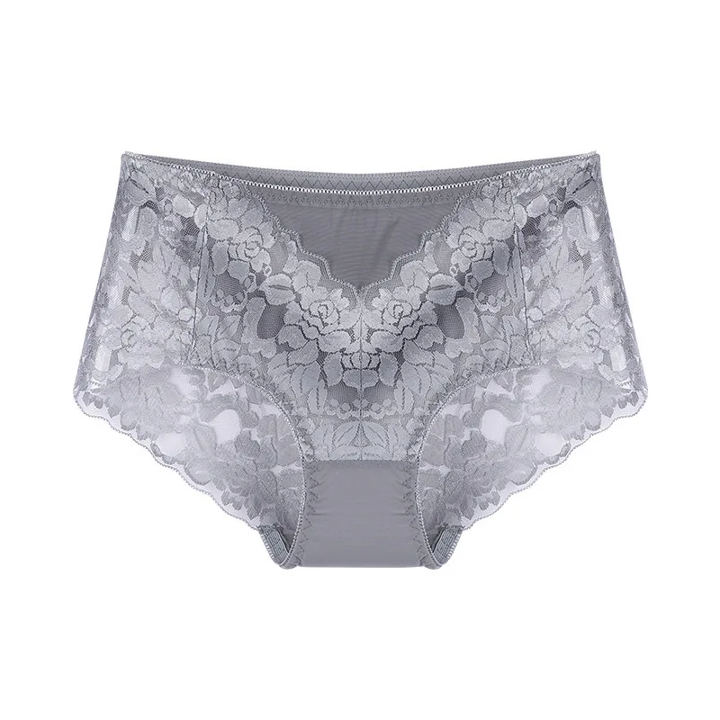 Women\'s Lace Panties Seamless Mid Waist Female Underwear Quality Slip Silk Bragas Culotte Femme Woman Underpants Panty Plus XXXL