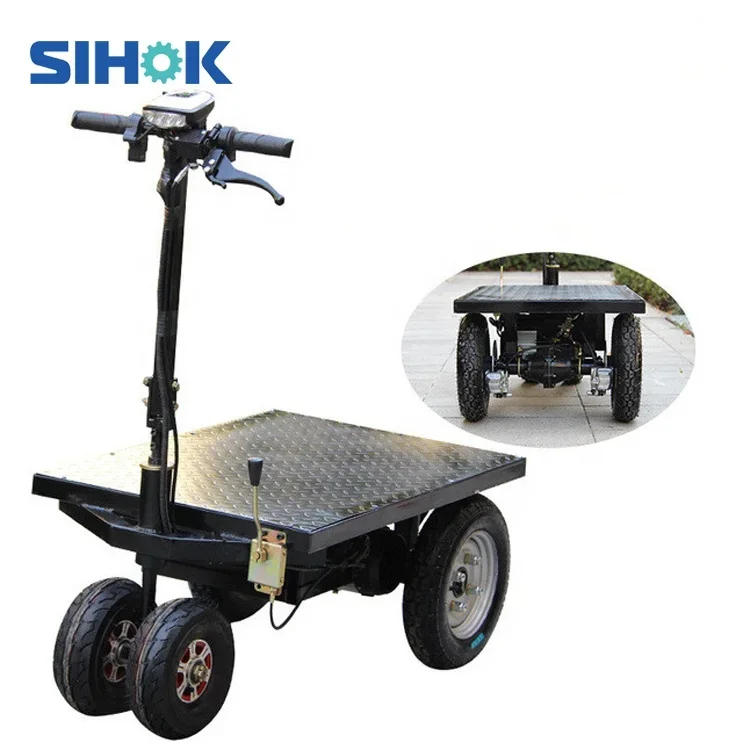 Factory Wholesale 4 Wheels Folding Trolley  Platform Hand Truck Battery Power Electric Heavy  Transport Trucks