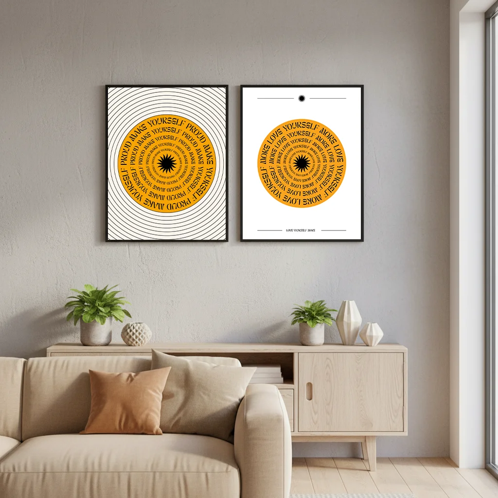 

Minimalist Yellow Abstract Circle Geometric Art Wall Art Canvas Poster Picture Home Decor Bedroom Living Room Office Modern Art