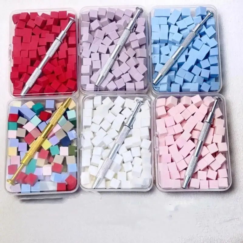 Brosse éponge dégradée avec outils pour vernis à ongles Gel, poudre à paillettes, accessoire de manucure, 100 pièces/boîte