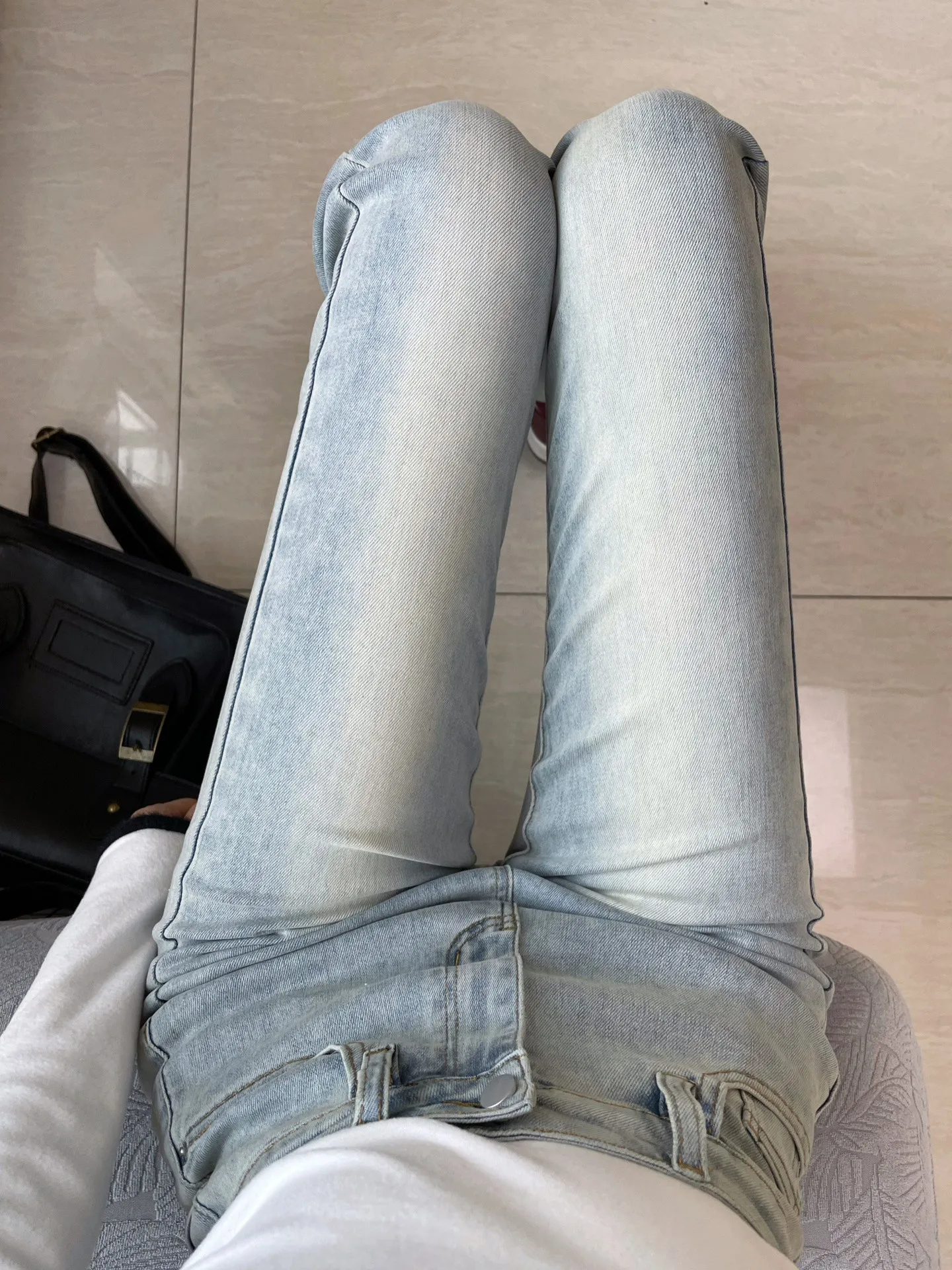 

Light Blue High Waist Bell Bottom Jeans Women's Spring Summer 2023 New plus Size Elastic Slimming Tapered Pants