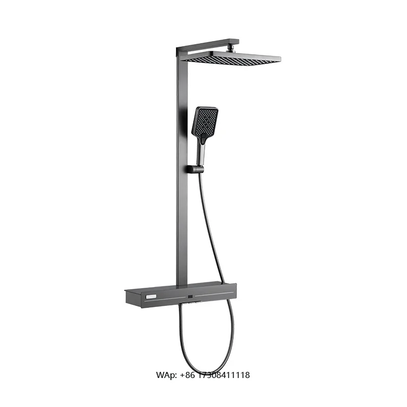 

Thermostatic shower nozzle set Hotel bathroom ambient light Three-stage supercharged shower set